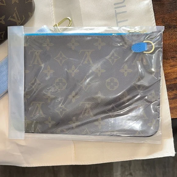 Monogram Canvas Tote with Bright Blue Trim - Picture 3 of 6